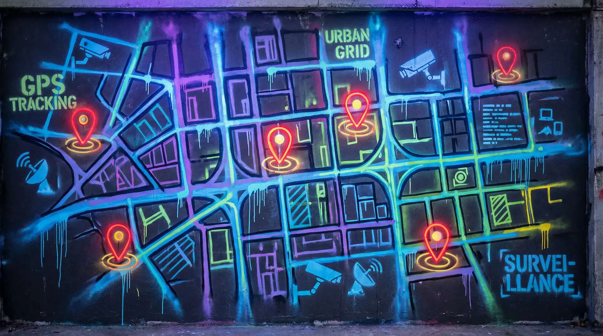 h文 狗仔追踪地图 - 城市涂鸦风格